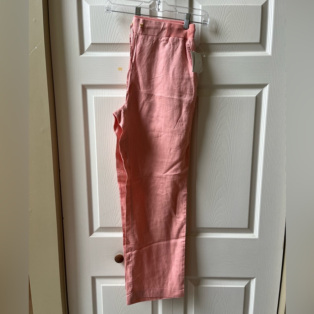 Ellen Tracy Pink Wide Leg Linen Pants - Picture 4 of 5